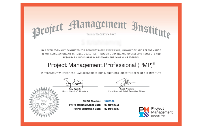 pmp certificate format 2016