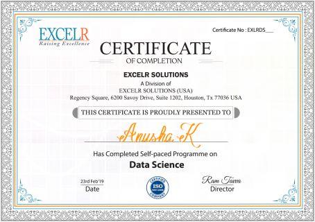 Free courses sample certificate ExcelR